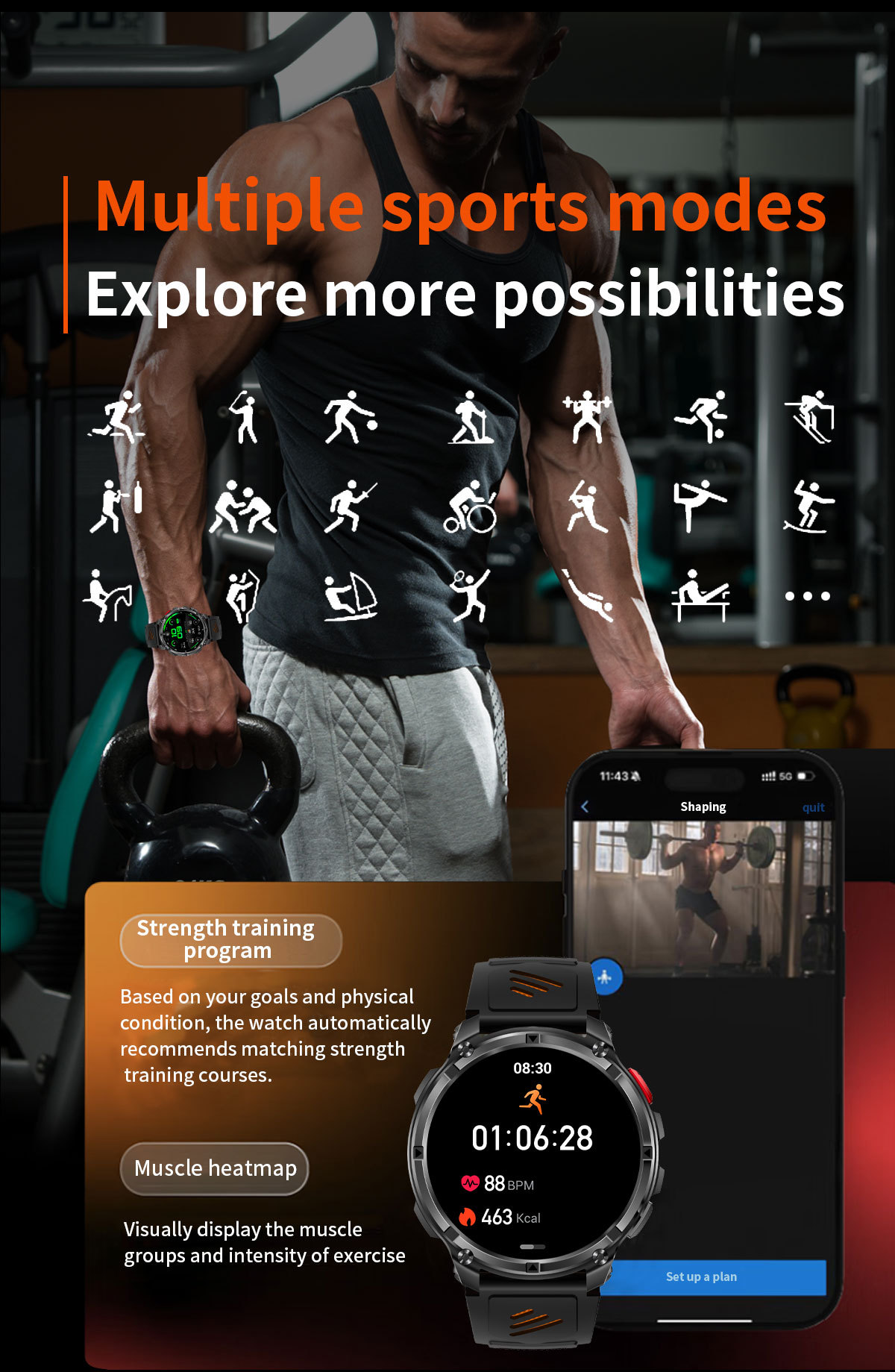 Smartwatch For Outdoor Sports With Calling Compass And Flashlight_voghion.com