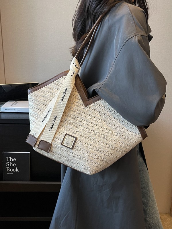 Bolsa de paja trenzada para mujeres verano 2026 nuevo paquete de hombro versátil de gran capacidad textura popular bolsa de viaje