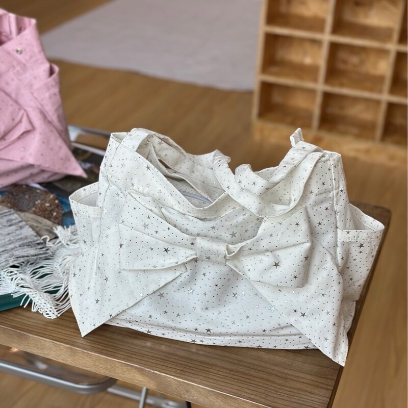 Pincunomaru Polka Dot Star Cloth Bag Bow Tote Bag New Korean Niche Lightweight Shopping Bag