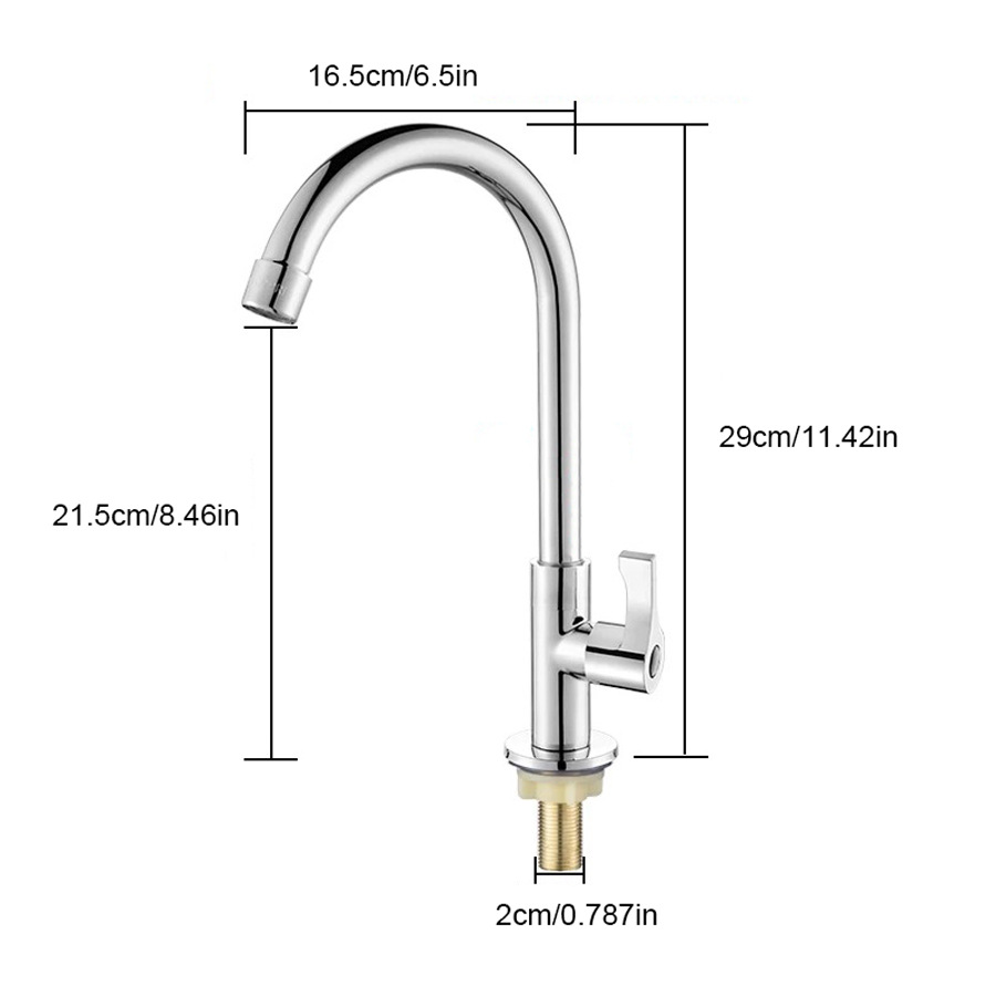 Grifo de fregadero de cocina de agua de acero inoxidable de enfriamiento único, balcón plateado galvanizado, grifo giratorio 360 ° ajustable image 3