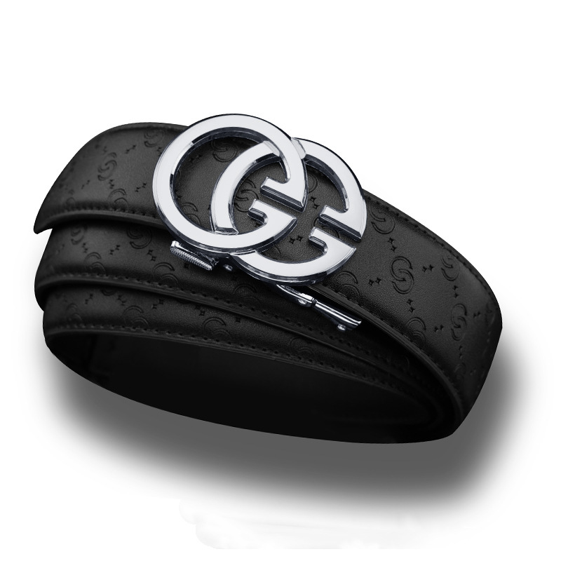 Caja de regalo de madera maciza para hombres cinturón de hebilla automático versátil casual regalo de lujo ligero cinturón de piel de vaca de dos capas entrega de una pieza