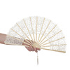 Retro Lace fan Antiquity Bamboo Folding fan Hollow Cotton and hemp dance prop Cross border Selling bride tassels Fan