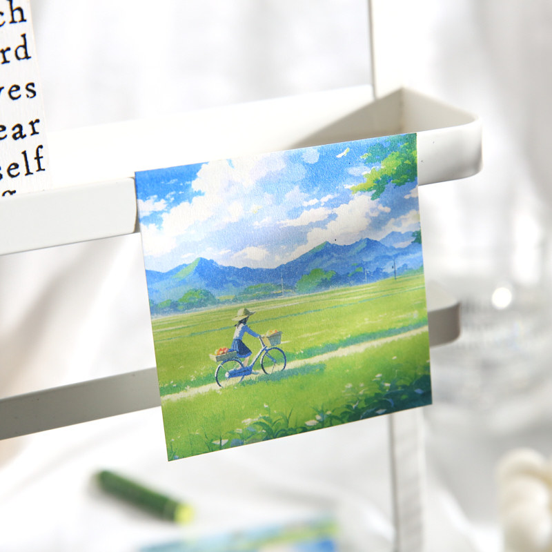 Mr. Paper Three Enjoy N pegatinas de la serie de calles sopladas por el viento, ilustraciones de paisajes, notas de oficina, mensajes, notas adhesivas