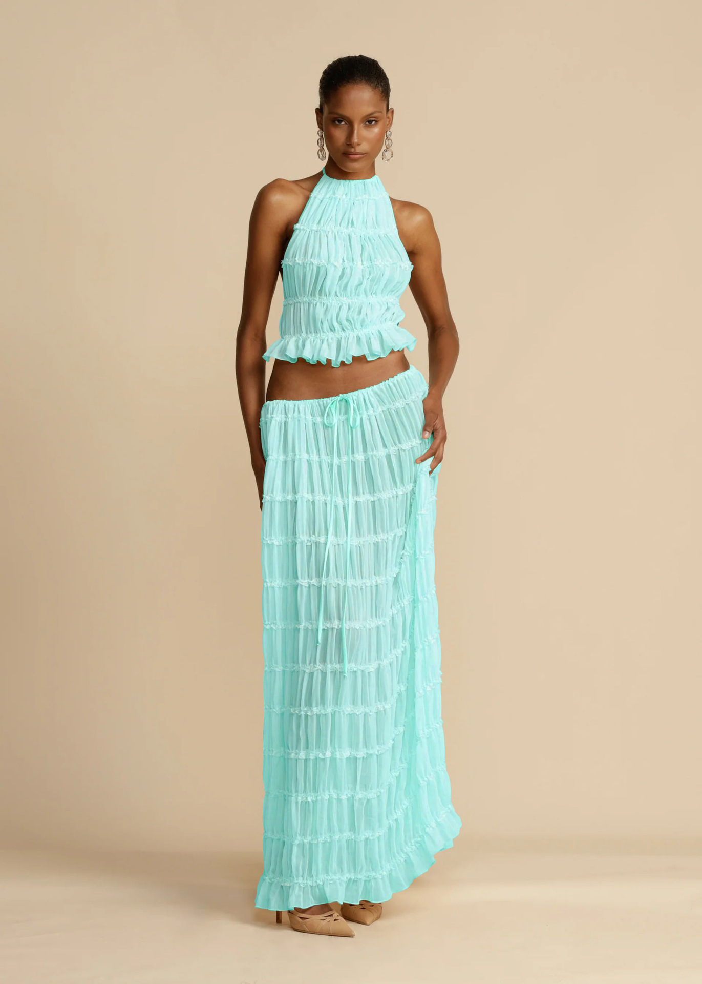84g Weight Sleeveless Sleeve Length Polyester Fabric Type Skirt Co-ord Set Sets Type 2 Pieces Set Quantity Daily, Beach, Date Occasion Halter Neck Neckline Regular Fit Fit Type Solid Color Pattern Summer Season Women's Gender Sexy Style Daily Beach Date Women's Sexy Solid Color Polyester Skirt Co-ord Set Skirt Sets 26