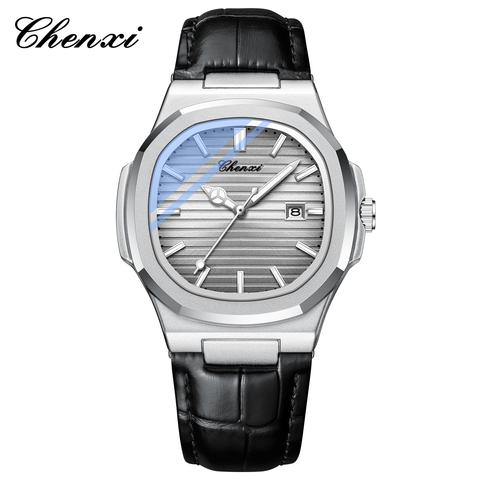 Chenxi transfronterizo venta caliente correa de acero reloj pareja luminosa impermeable simple moda negocio calendario hombres y mujeres reloj de cuarzo
