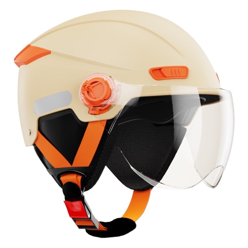 Nuevo estándar nacional B3 casco de coche eléctrico hombres y mujeres verano protección solar medio casco batería coche lindo cuatro estaciones casco universal