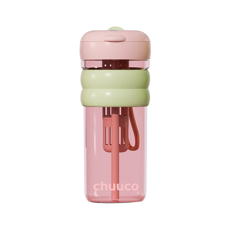 Capacious plastic pen, straw, high quality coffee flavored tea with glass