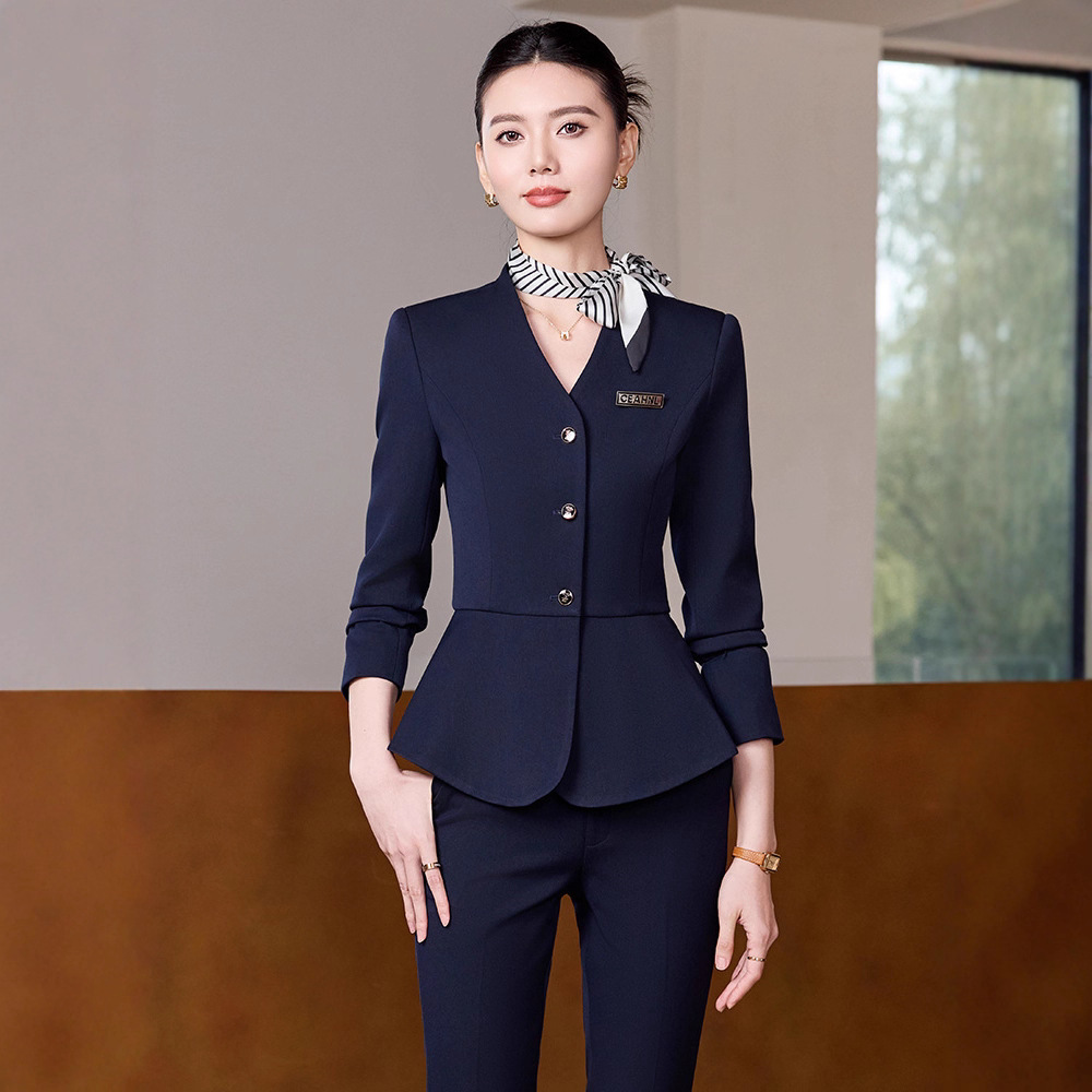 秋冬时尚职业西装套装女气质美容院珠宝店工作服酒店前台接待工装