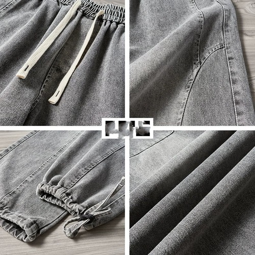 Black Men's Spring and Autumn American Retro Japanese Loose Tied-Ankle Work Pants Trend Brand Spring and Autumn Pants