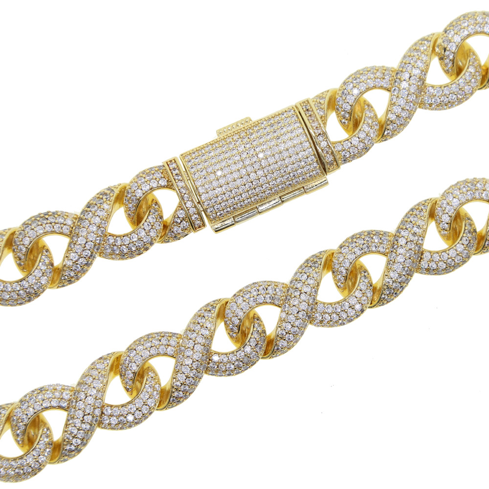 Nouveau collier pour homme Amazon, style hip-hop, orné de zircon infini de 15 mm de large et entièrement serti de diamants. Disponible pour_voghion.com