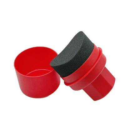 Hand-Held Sponge Brush with Cover: Car cleaning tools - red-curved-sponge-large-size