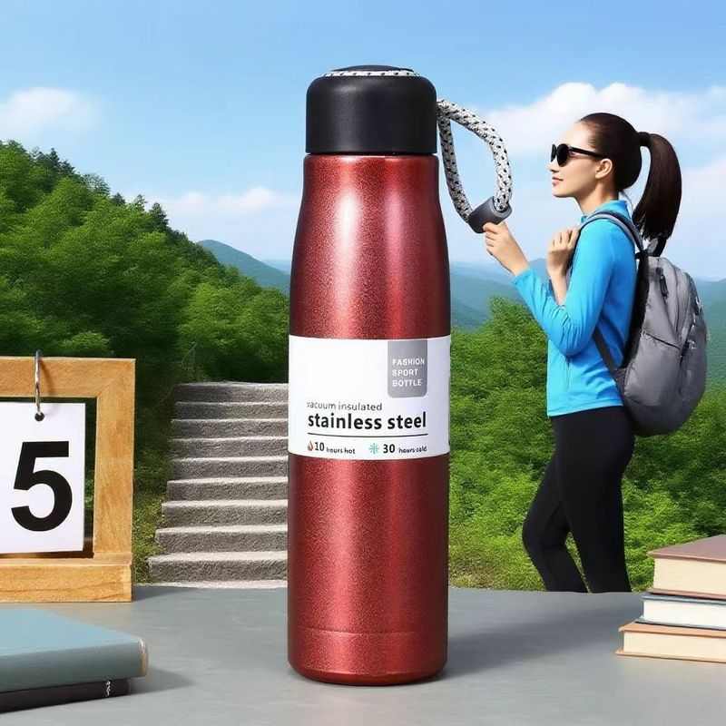 304不锈钢骑士保温杯大容量便携提绳登山壶健身骑行运动水壶LOGO|undefined