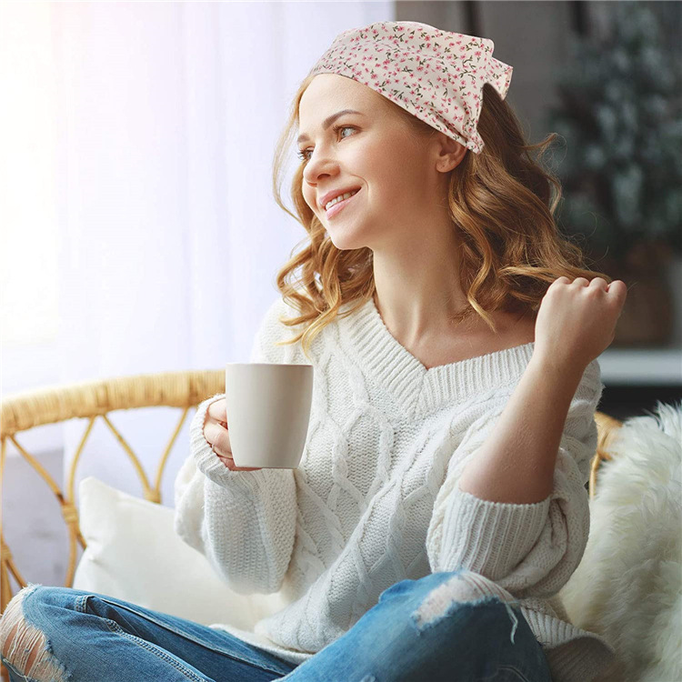 2024 foulard elastico floreale da donna foulard sottile in tessuto floreale europeo e americano accessori per capelli triangolari_voghion.com