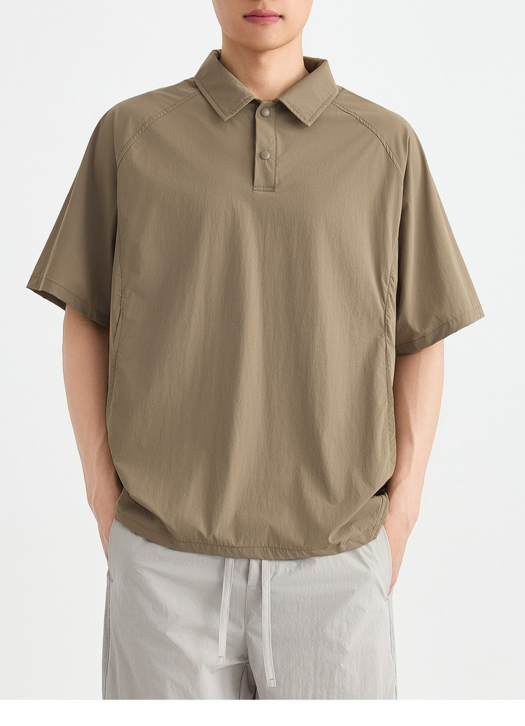 Áo polo nam tay raglan thể thao thành phố, chất liệu nhẹ khô nhanh — Màu trắng sữa chi tiết 31