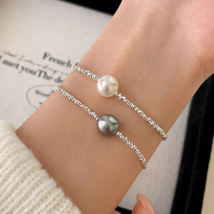 S Brand Color-Preserving Crushed Silver Pearl Bracelet and Anklet Wholesale with Gift Box, Color-Preserving Silver Clasp, Good Quality, Export Original Order