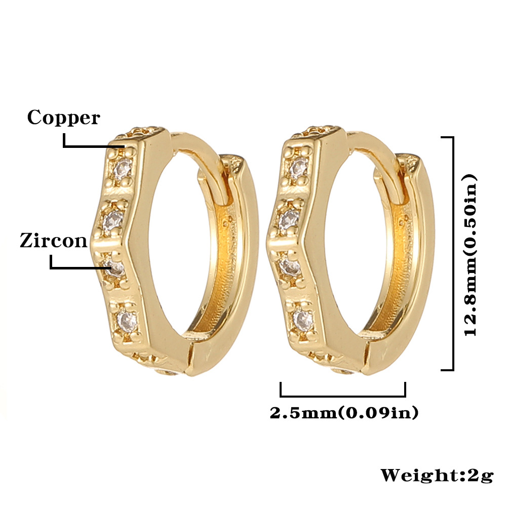 Fashion Water Droplets Copper Hoop Earrings Inlay Zircon Copper Earrings