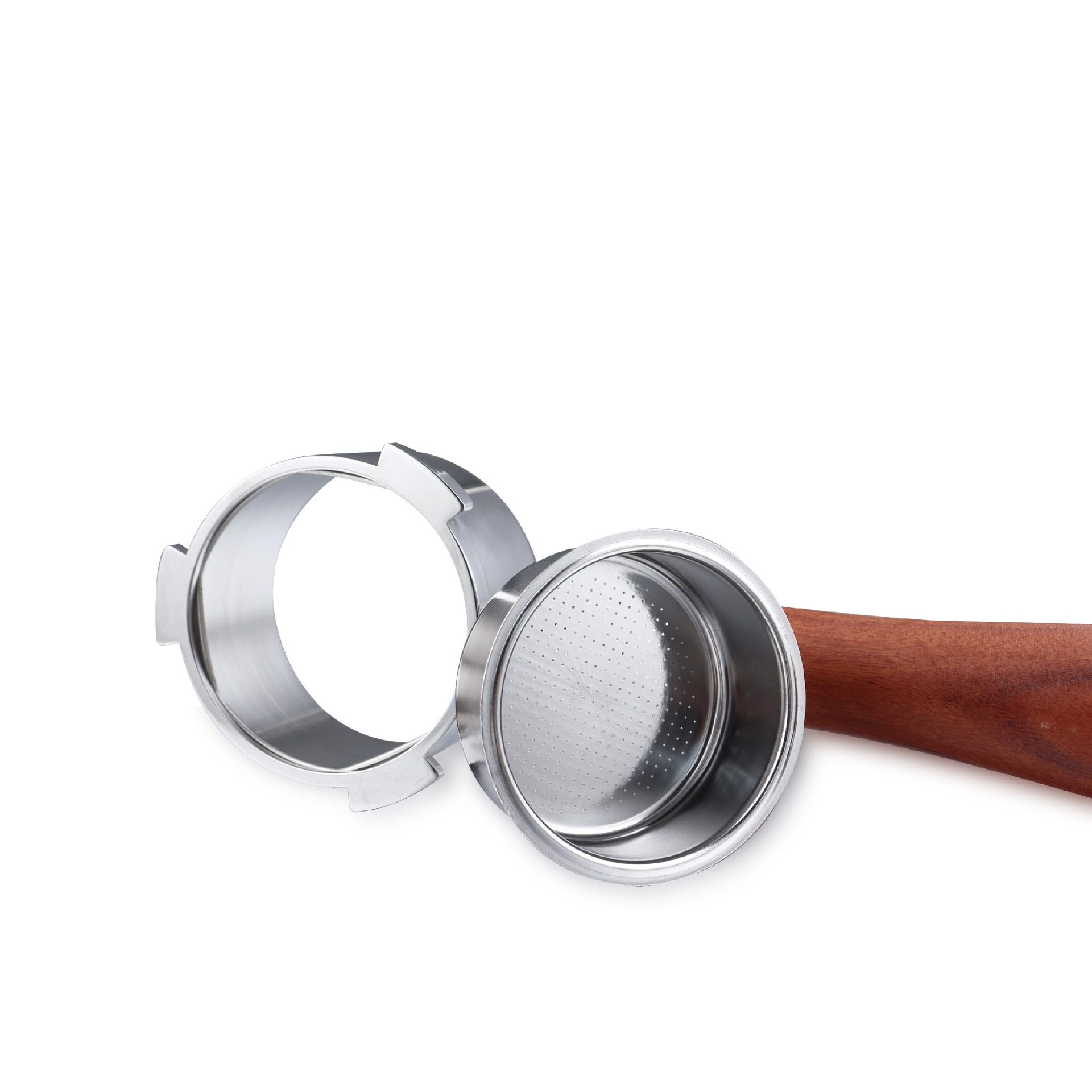 Mango de café con empuñadura de madera, portafiltro sin fondo 51 mm