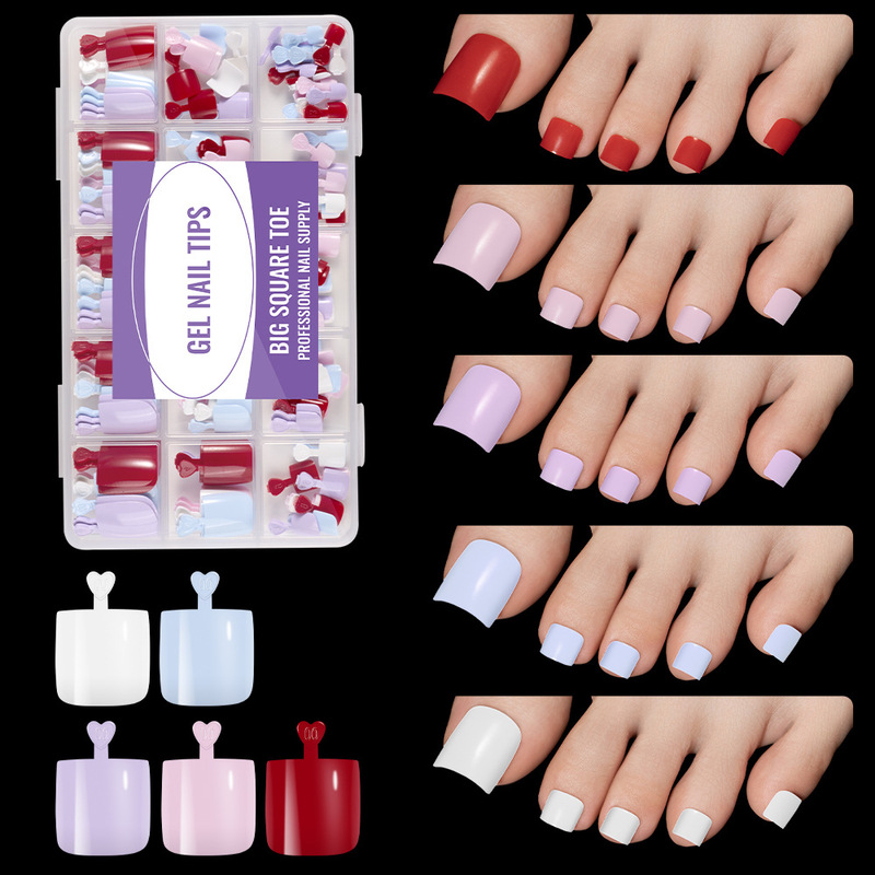 Cross-Border Hot-Selling Solid Color Large Toenail Tips, Ultra-Thin No-File Fake Toenail Extensions, Wearable Nail Tips for Toes Cross-Border Hot-Selling Solid Color Large Toenail Tips, Ultra-Thin No-File Fake Toenail Extensions, Wearable Nail Tips for Toes