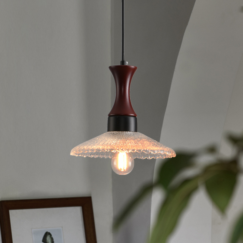 Lámpara retro americana lámpara de sala de estar dormitorio bar lámpara de cabecera de la cama sala de té de ventana tranquila vidrio de nuez lámparas Zhongshan