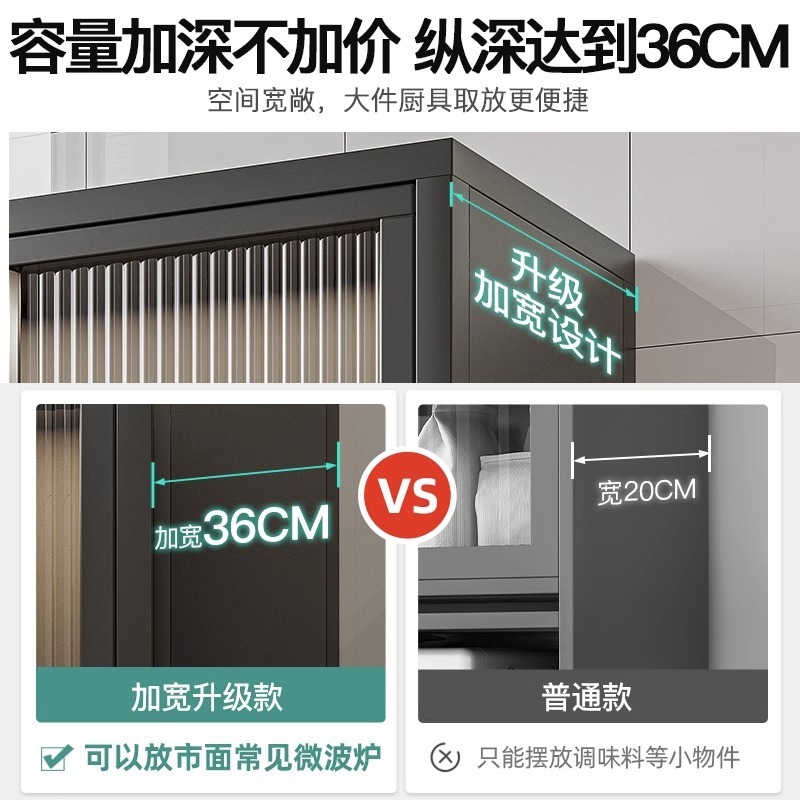 厨房置物架落地多层收纳置物柜家用带门多功能烤箱柜储物柜储物架|undefined