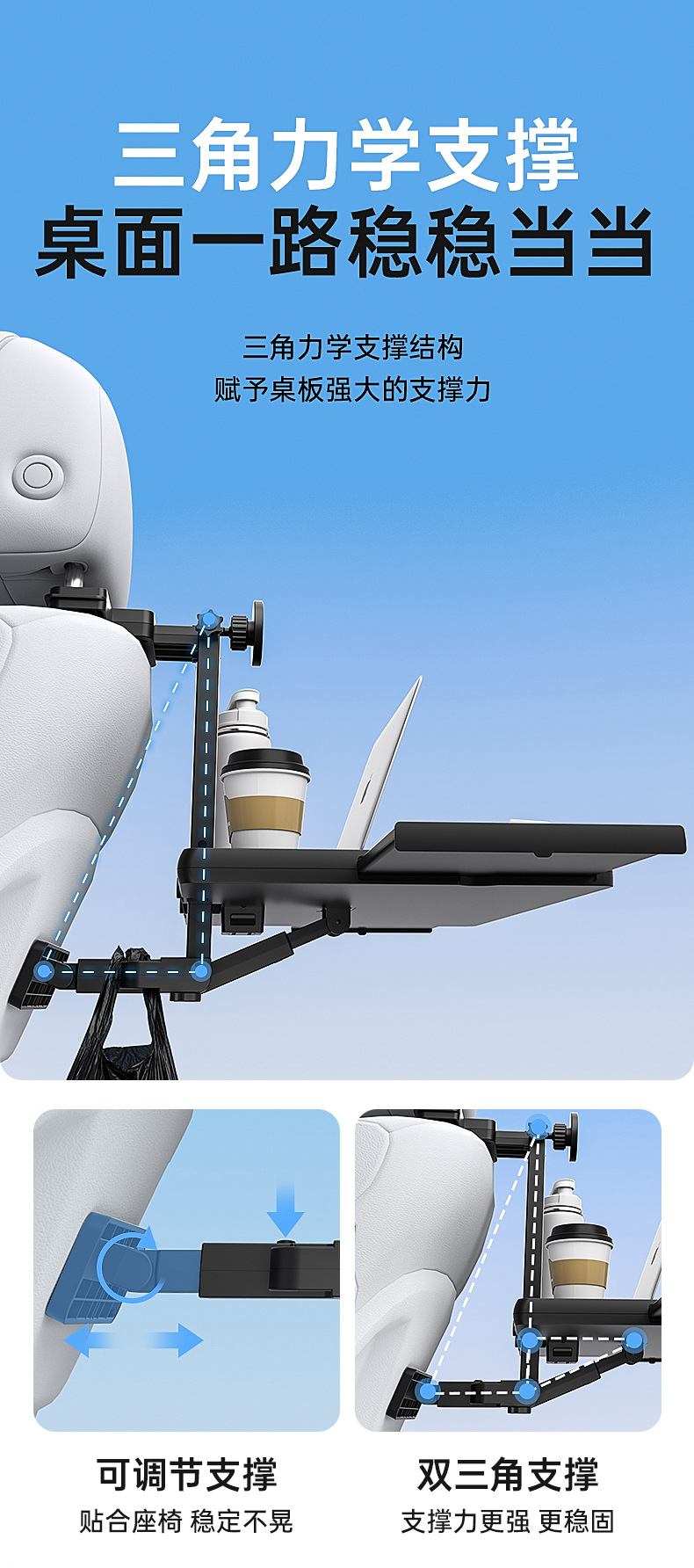 Newly Upgraded All-In-One Car Table Board, Foldable Car Table, Car Dining Table, Floating Dining Table, Computer Stand