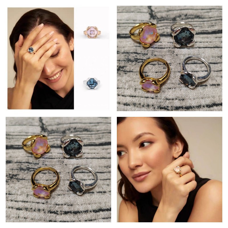 6g Weight Crystal Inlay Material Rings Classification 6, 9 Ring Size Wholesale Jewelry Classic Style Geometric Copper Crystal Plating Rings