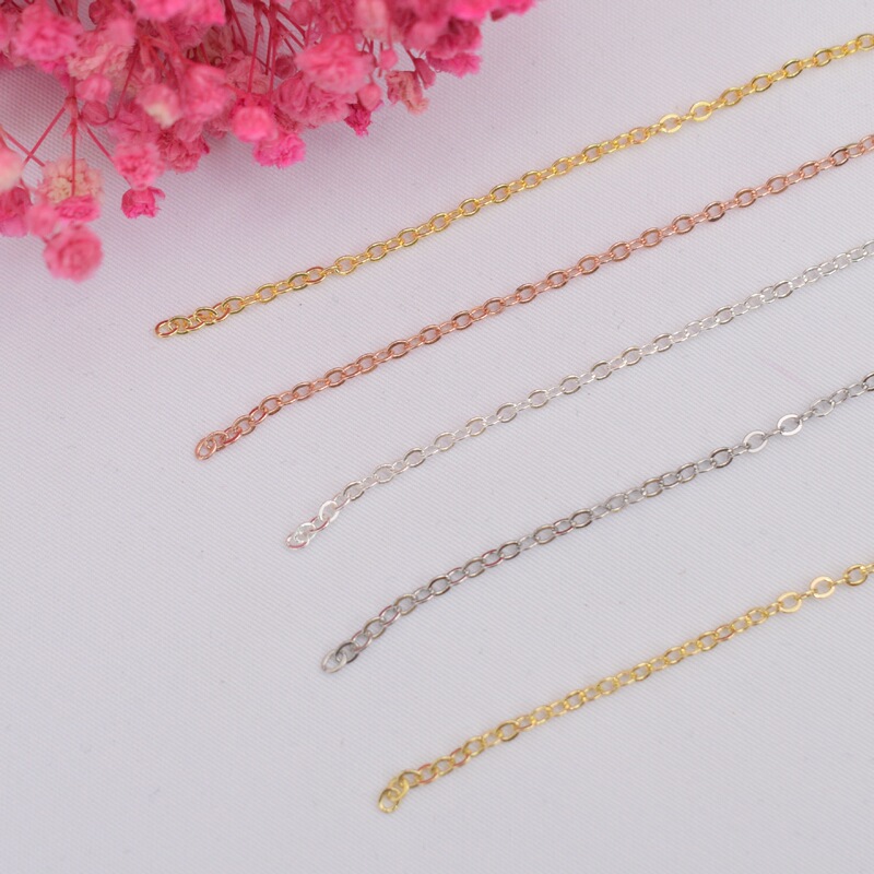 14K Gold-Plated Color-Preserving O-Shaped Chain Copper Flash DIY Handmade Semi-Finished Bracelet Necklace Tail Chain Material Cross-Border Hot Sale