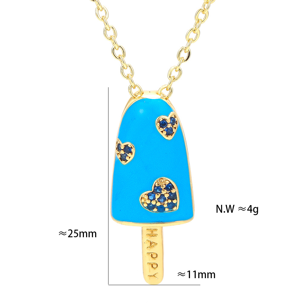 5g Weight Pendant Necklace Classification Wedding, Travel Occasion Copper Material Geometric Pattern Unisex Gender Fashion Style White, Pink, Purple, Green, Blue Color Wholesale Jewelry Popsicle-shaped Oil Drop Pendant Copper Inlaid Zircon Necklace Nihaojewelry 4