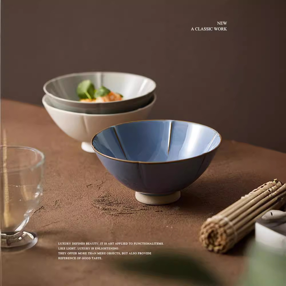 Las montañas y los ríos. Cuencos de arroz de cerámica de estilo nórdico cuencos de ensalada creativos simples cuencos de alto valor de la cara cubiertos al por mayor