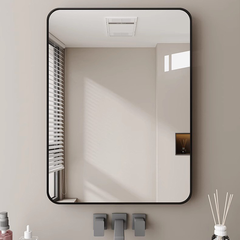 Cross-Border Bathroom Mirror, Wall-Mounted Aluminum Alloy Mirror, Bathroom Washroom Mirror, No-Drill Wall-Mounted Bathroom Mirror