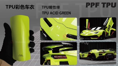 Anti-Yellowing, Hydrolysis-Resistant, Colored Ppf, Automotive Film - 15215m-5-years-warranty-tpu-acid-green-water-sticker