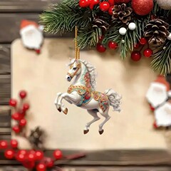新商品の精巧な白馬のアクリルの平面の自動車のバックミラーは家庭の装飾品のリュックサックのキーホルダーを掛けて飾ります。