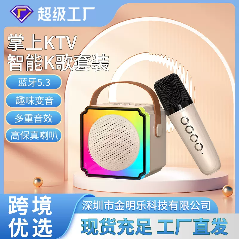 新款P8双麦家用户外K歌话筒音箱 无线蓝牙麦克风音响一体机