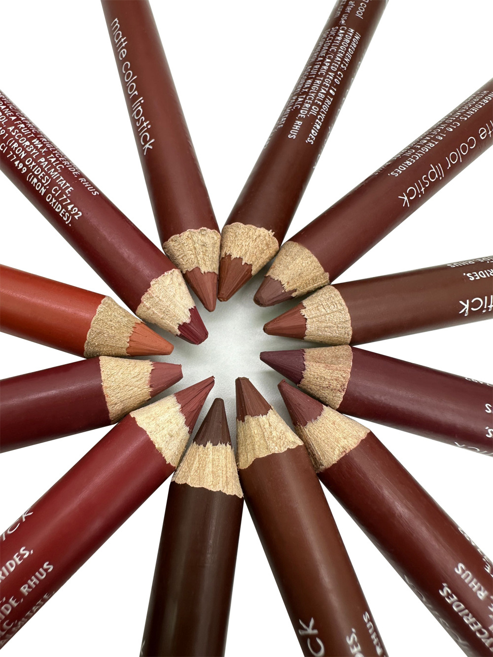 120g Weight Lip Pencil Type Of Cosmetics Wood Material Lipstick, Solid Color Pattern Casual Style Lipstick Solid Color Wood Lip Pencil 2
