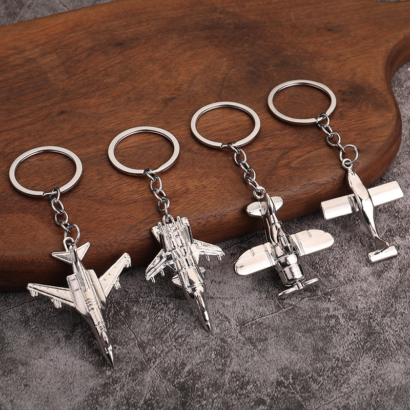 Metal Aircraft keychain creative key chain fighter key pendant aviation small gift lettering souvenir