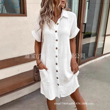 2025新款现货跨境外贸欧美女装亚马逊爆款简约时尚休闲插袋连衣裙