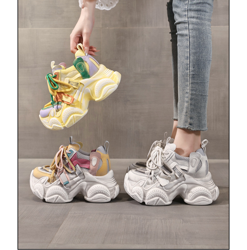 Giày sneaker nữ đế dày chunky lưới thoáng khí tăng chiều cao — màu sắc chi tiết 16
