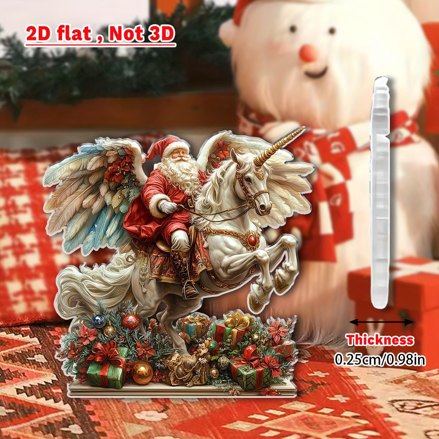 Nuevos productos transfronterizos Santa Claus y unicornio 2D acrílico decoraciones para el hogar decoraciones de escritorio de vacaciones