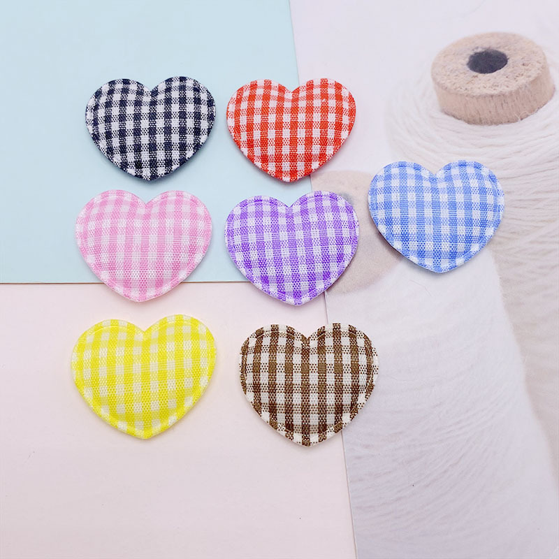Plaid fabric love cloth stickers diy handmade jewelry accessories hairpin clothing socks toys baking decorative materials
