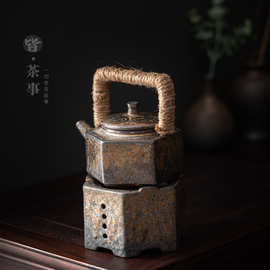 复古温茶套装陶瓷家用功夫茶具中式恒温炉蜡烛底座加热茶壶小套组