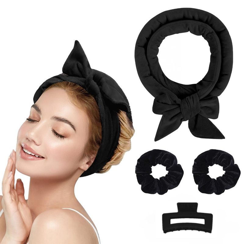 New Lazy Bow Headband Curly Hair Artifact Sleep Big Wave Heatless Stick Headband Hairpin Hair Tying