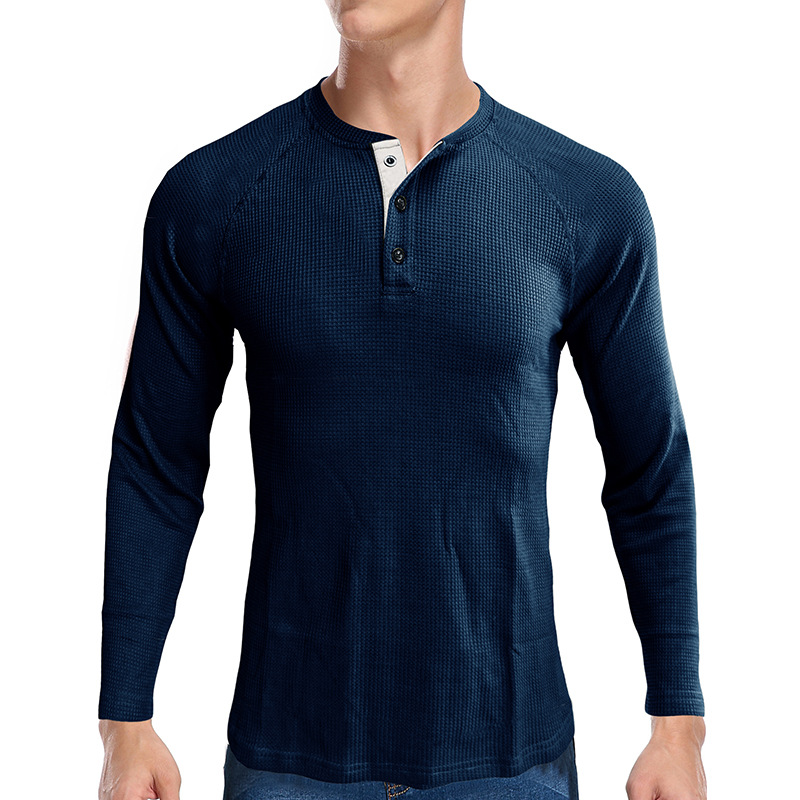 Men's T-shirt Long Sleeve Loose Fit Plain Basic Autumn Winter_voghion.com