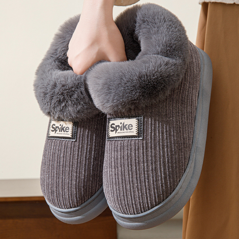 踩屎感棉拖鞋女冬季2024新款包跟毛绒保暖月子鞋厚底防滑棉鞋男冬
