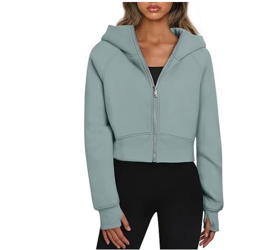 Spring, Autumn Season Women's Streetwear Solid Color Zipper Zipper Hoodie