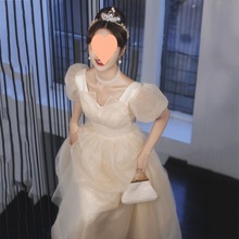 香槟色学生晚礼服超仙2024新款高端轻奢主持人结婚伴娘服平时可穿