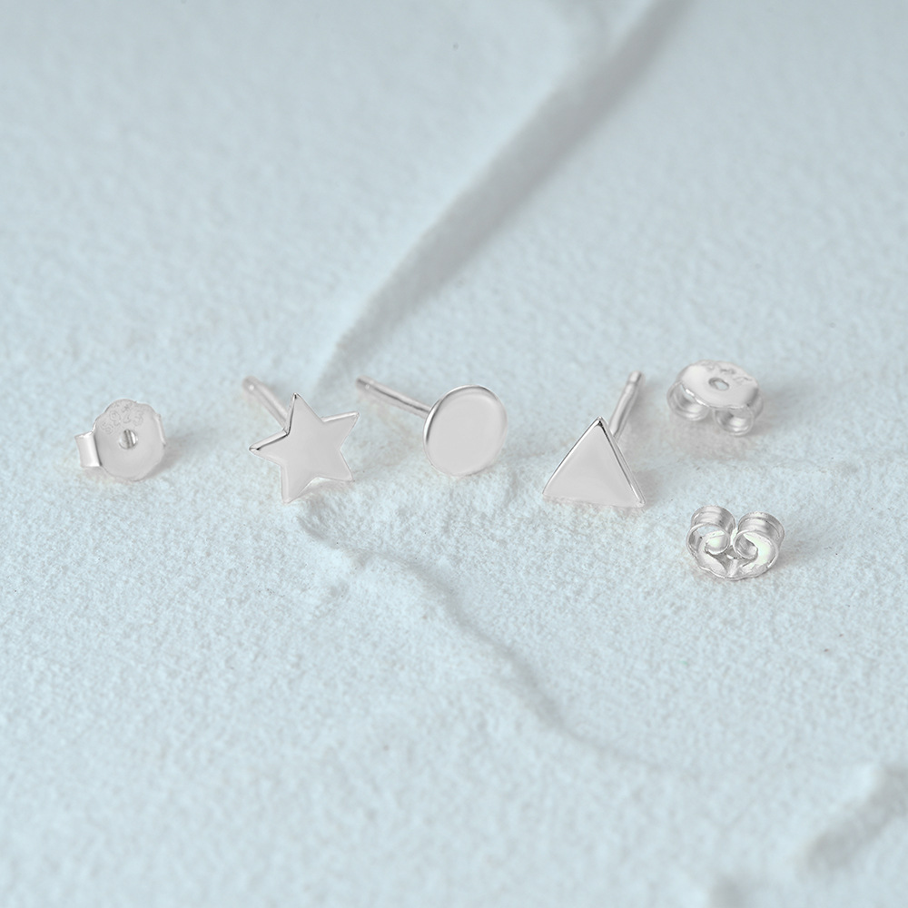 3g Weight Ear Studs Classification 1 Set Quantity Daily Occasion 925 Sterling Silver Material Star, Butterfly Pattern Women's Gender Plating Design Simple Style Style 1 Set 925 Sterling Silver Star Butterfly Ear Studs 27