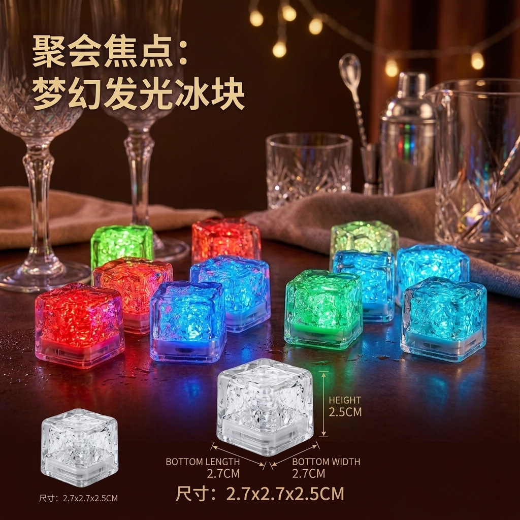 Cubitos de hielo emisores de luz, partículas de hielo emisores de luz, cubos de hielo Flash, cubos de hielo LED, siete colores