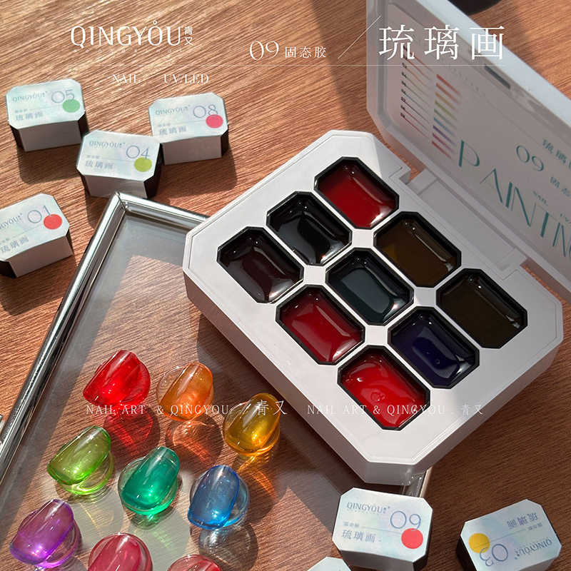 Arte de uñas nuevo esmalte de colores de alta transparencia Jiugongge esmalte de colores de alta transparencia blanco fototerapia pegamento de aceite de uñas pegamento degradado al por mayor