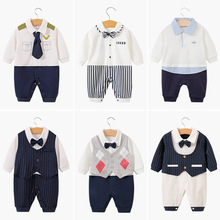 婴儿连体衣新生儿周岁衣服春秋a类绅士哈衣宝宝童装礼服跨境服饰