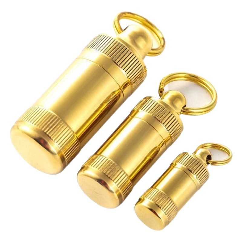 Mini botella de medicina de latón impermeable portátil a prueba de agua bin píldora botella de almacenamiento viaje al aire libre sellado caja de Medicina de primeros auxilios a prueba de humedad